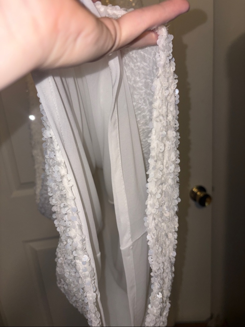 Sparkling White Sequin Midi Dress - Picture 8 of 9